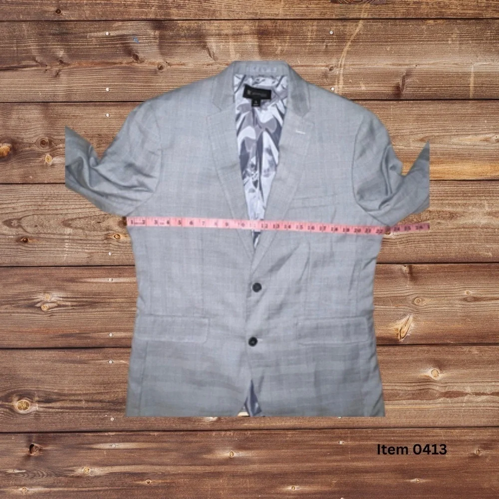 INC International Concepts Slim Fit Men’s Blazer L Gray Plaid Button-Up Jacket